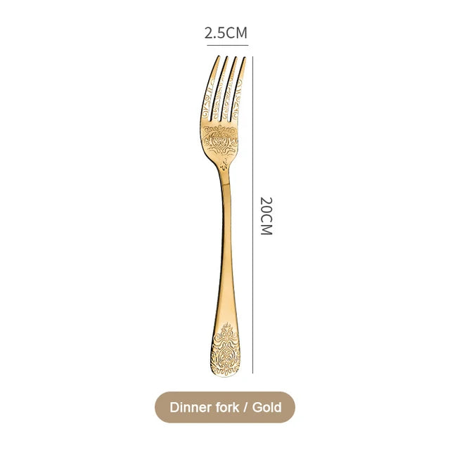 Gold Cutlery Set Stainless Steel Fork Spoons Knife Tableware Kit