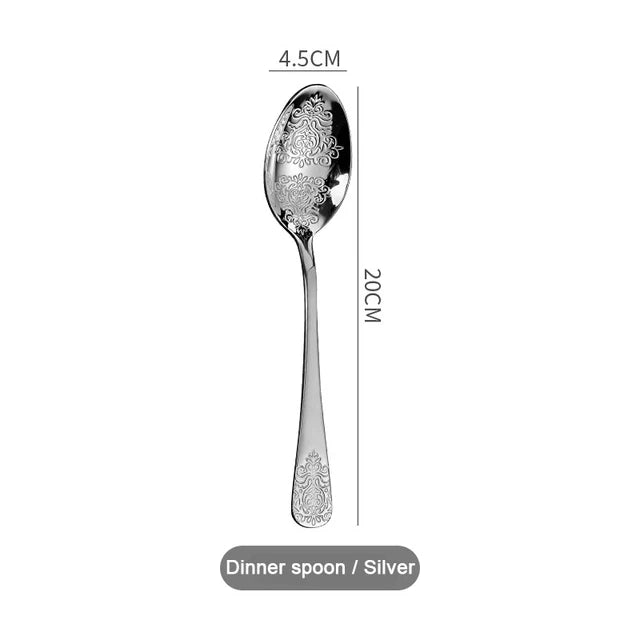 Gold Cutlery Set Stainless Steel Fork Spoons Knife Tableware Kit