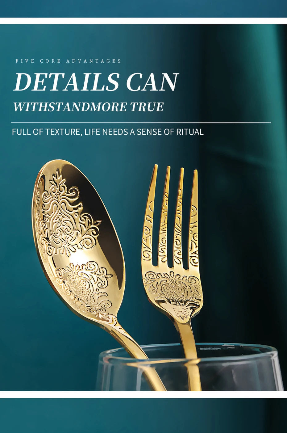 Gold Cutlery Set Stainless Steel Fork Spoons Knife Tableware Kit