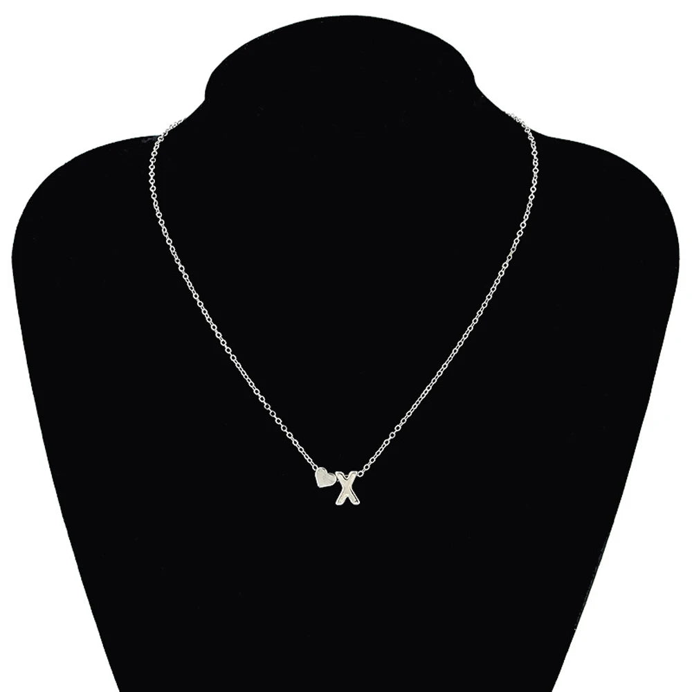 Tiny Heart Dainty Initial Necklace
