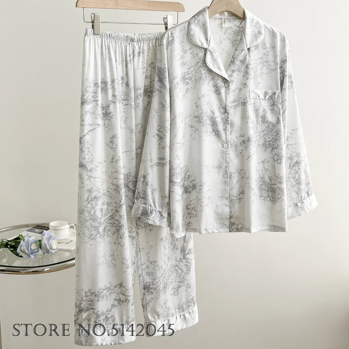 Women’s Floral Satin Pajama Set