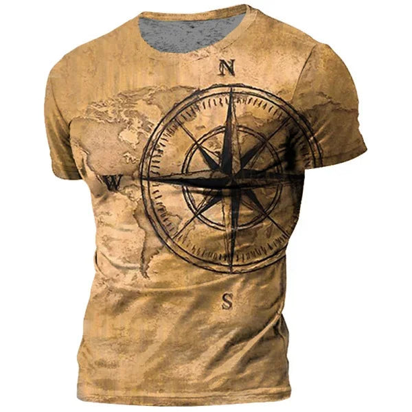 Vintage Men’s Compass Print T-Shirt