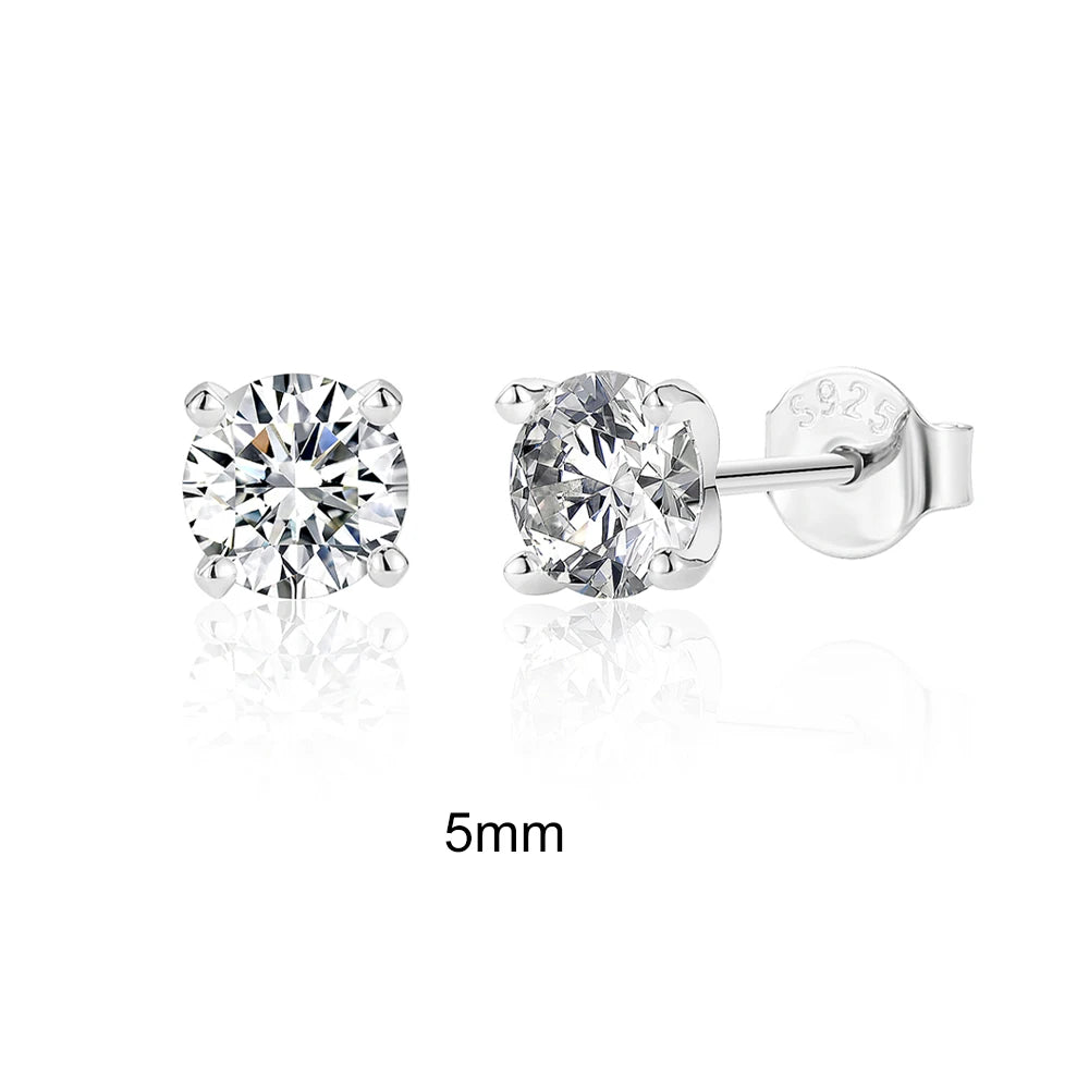 0.5–1.2 Carat D Color Moissanite Ear Stud Earrings for Women