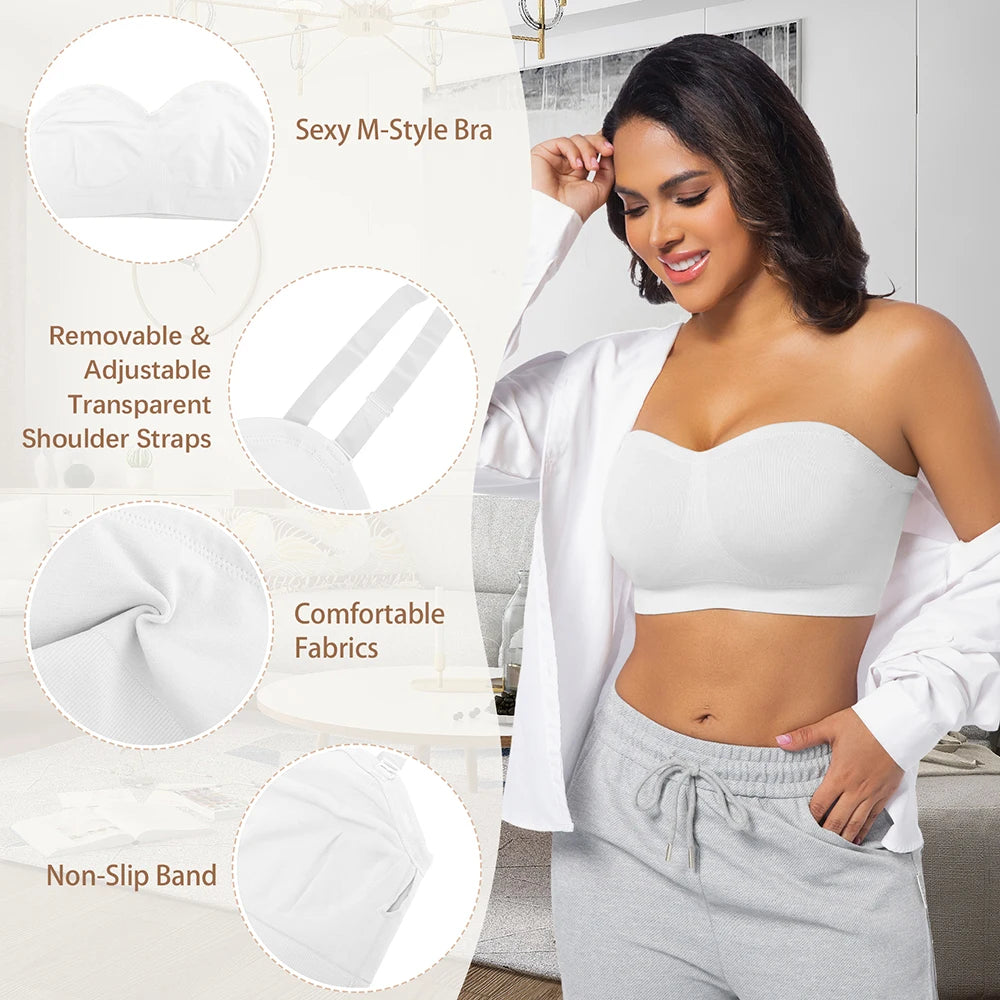 Strapless Invisible M-Shaped Push-Up Bra