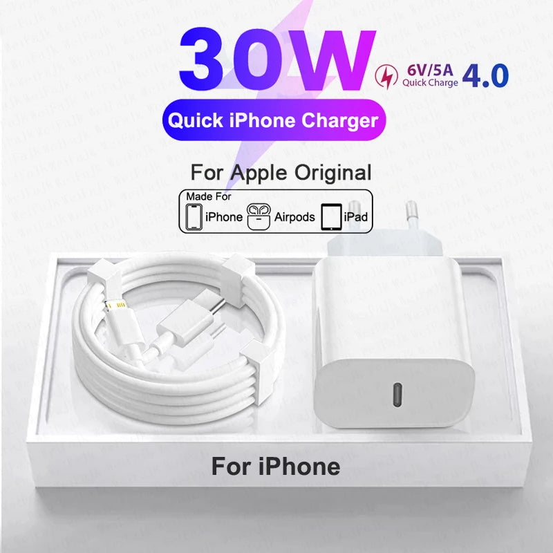 Original Apple 30W Fast Charger with USB-C Cable