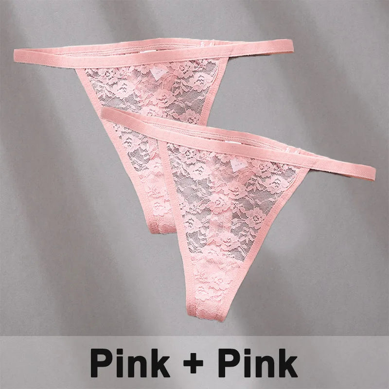 2PCS Sexy Lace G-String Panties
