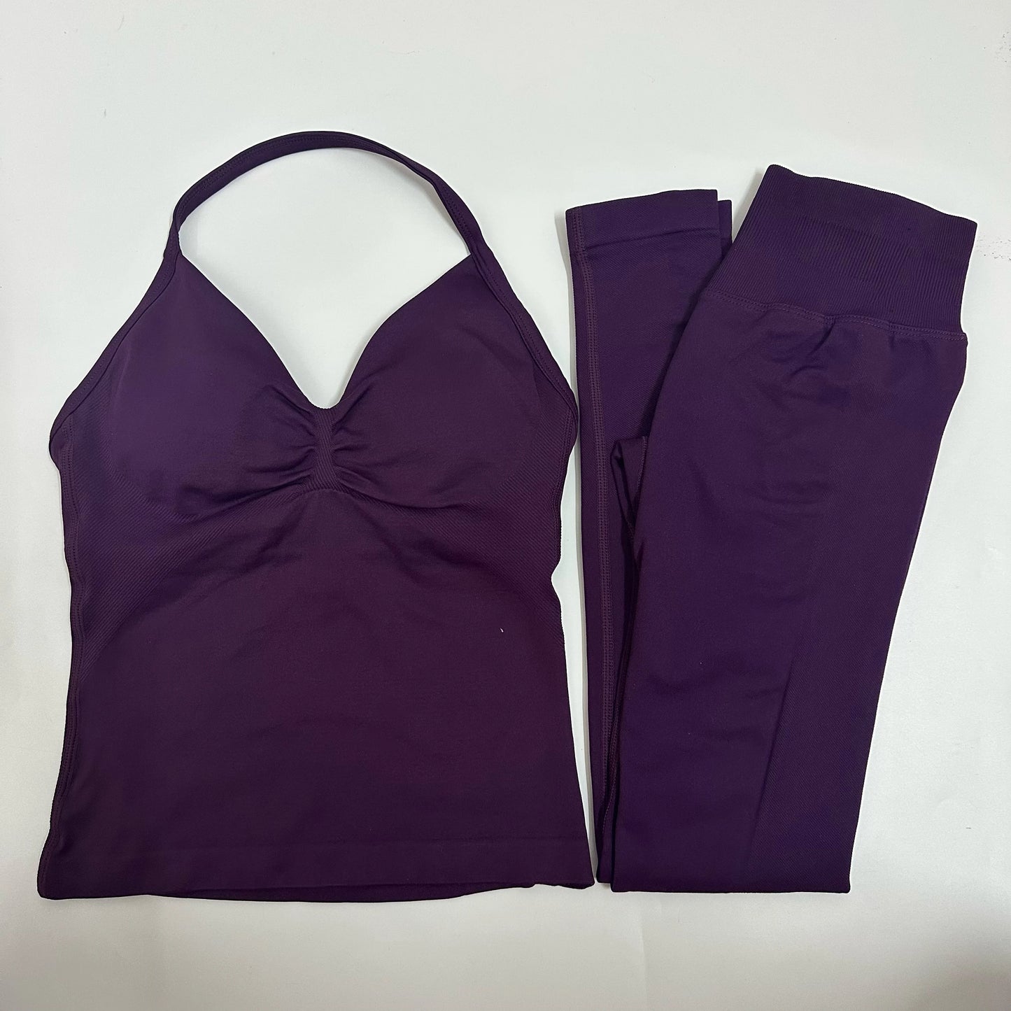 2-Piece Seamless Yoga Set – Backless Tank Top & High-Waist Scrunch Leggings