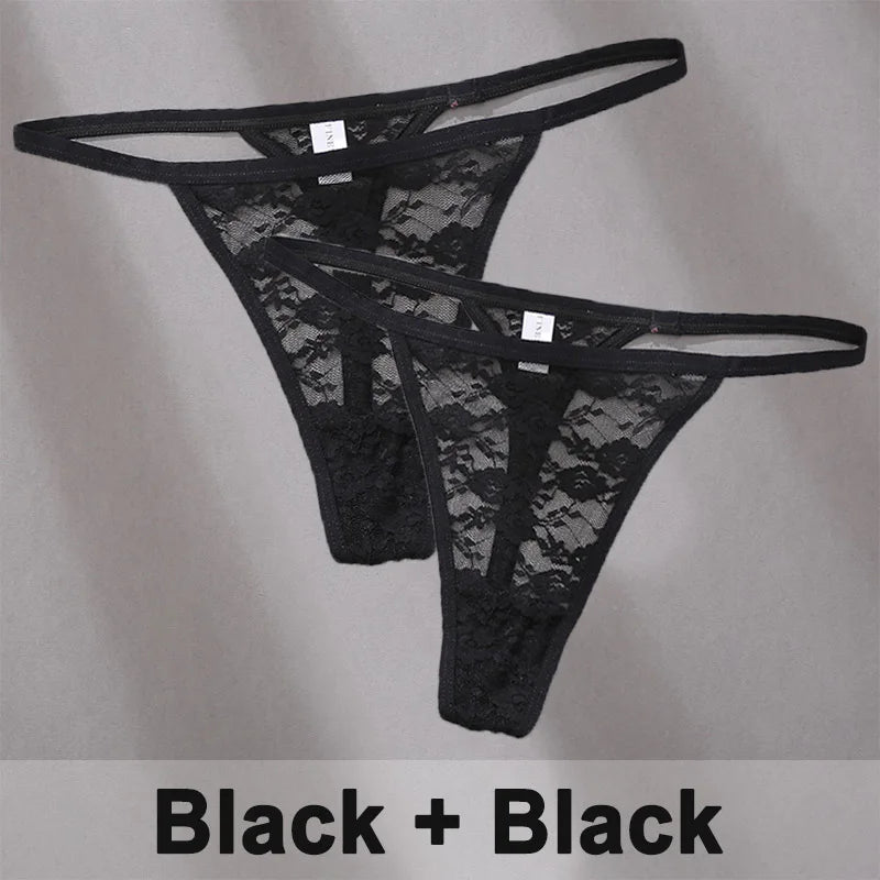 2PCS Sexy Lace G-String Panties