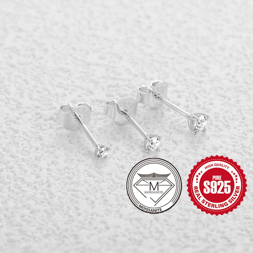 0.5–1.2 Carat D Color Moissanite Ear Stud Earrings for Women