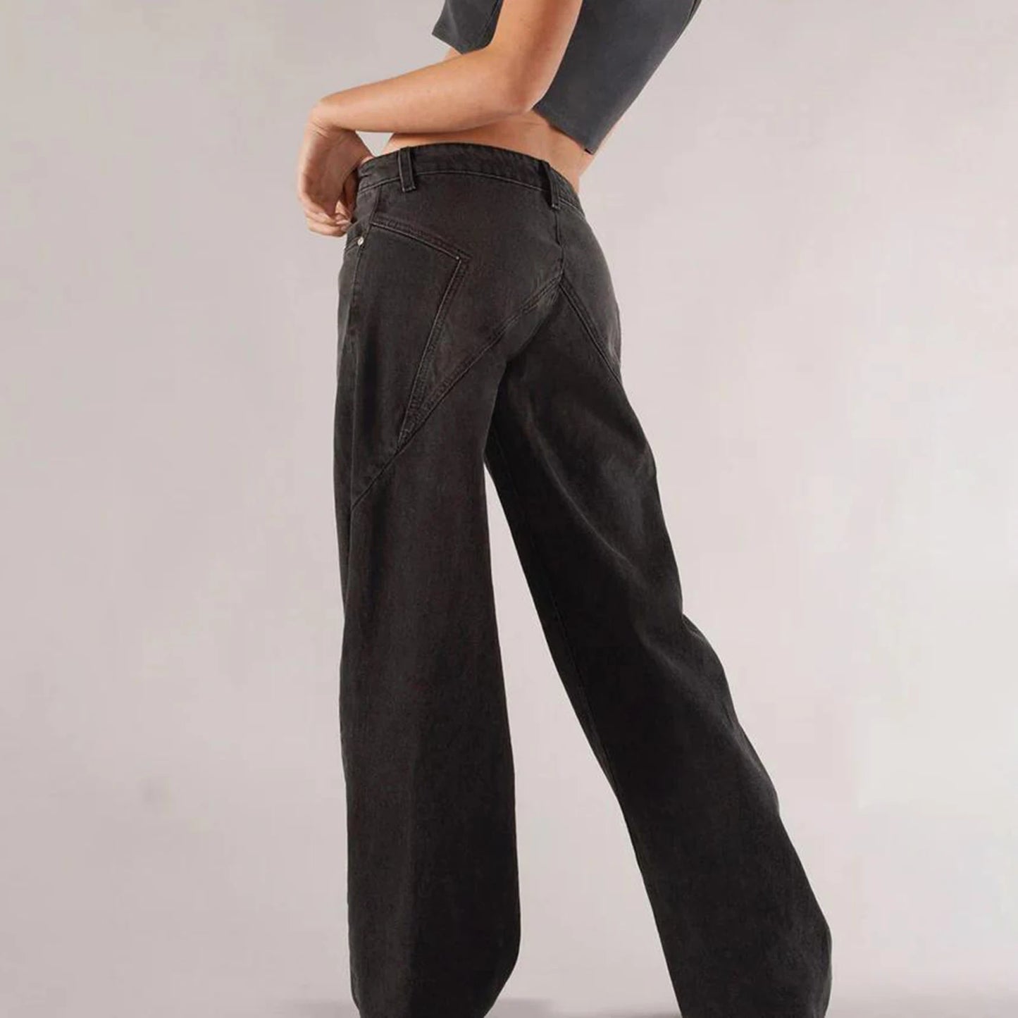 Women’s Y2K Vintage Gradient Jeans – Low Waist Wide-Leg Denim with Pockets