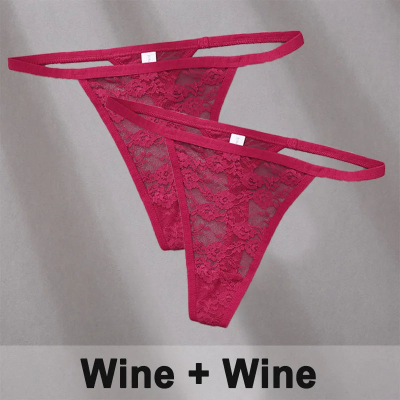 2PCS Sexy Lace G-String Panties