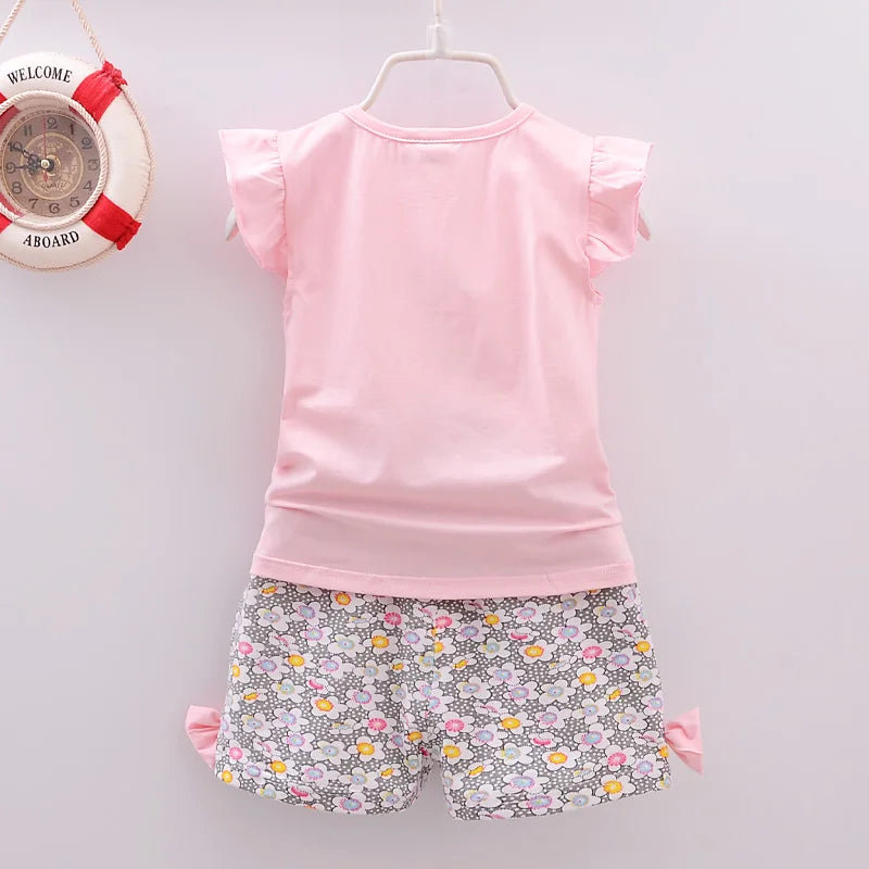 Baby Girl Summer Clothing Set – Lollipop Print T-Shirt & Shorts (Toddler Girls, Infant 1–5Y)