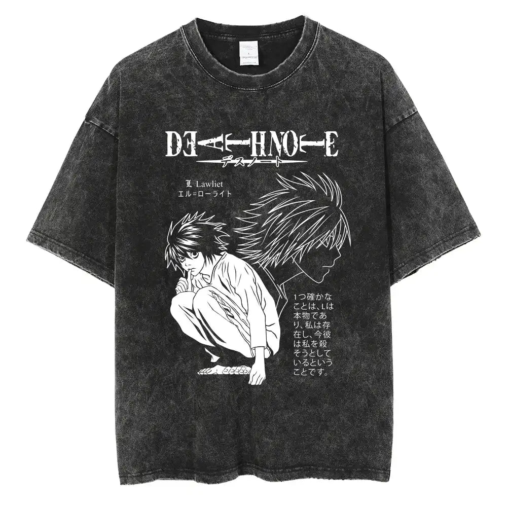 Harajuku Vintage Washed Death Note T-Shirt