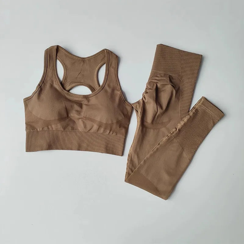 Women’s Seamless Fitness Set – Sports Bra & High-Waist Leggings