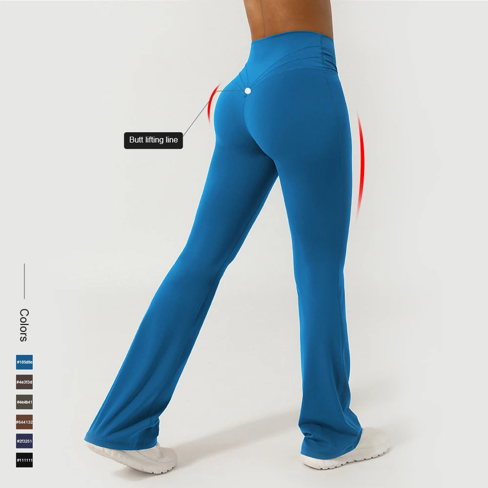 Flare Yoga Pants with Cross Waist – Booty-Lifting, Wide-Leg Activewear Leggings for Workout & Everyday Wear