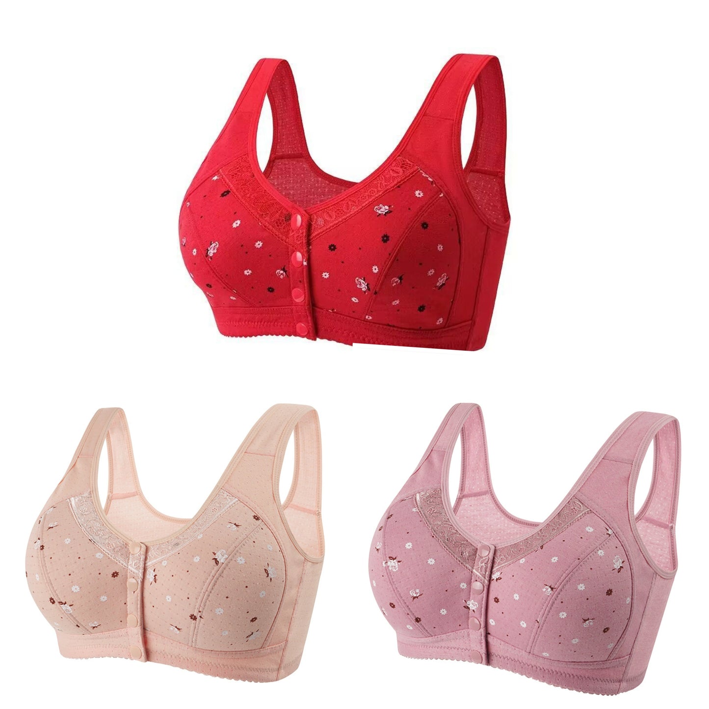 3Pcs/Set Front Closure Plus Size Bras