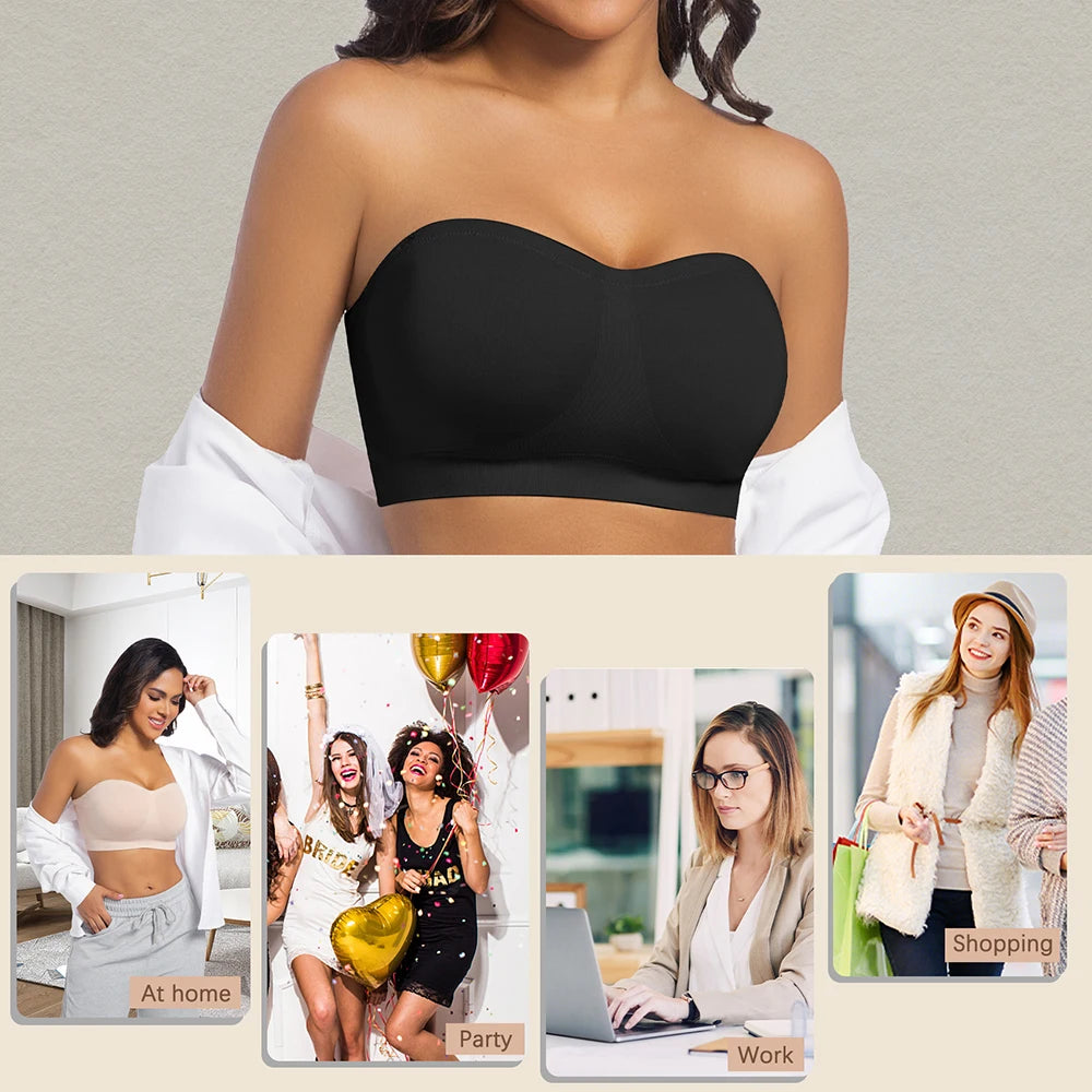 Strapless Invisible M-Shaped Push-Up Bra
