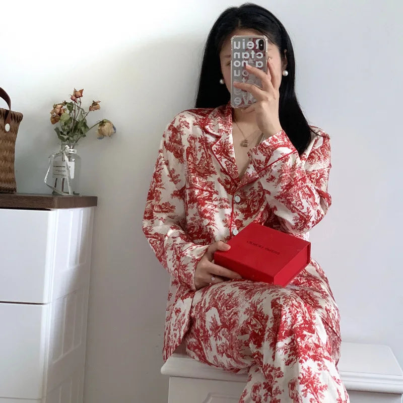 Women’s Floral Satin Pajama Set