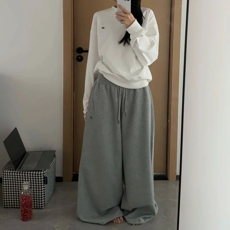 2025 Y2K Vintage Baggy Sweatpants for Women – Korean Style Wide-Leg Streetwear Trousers