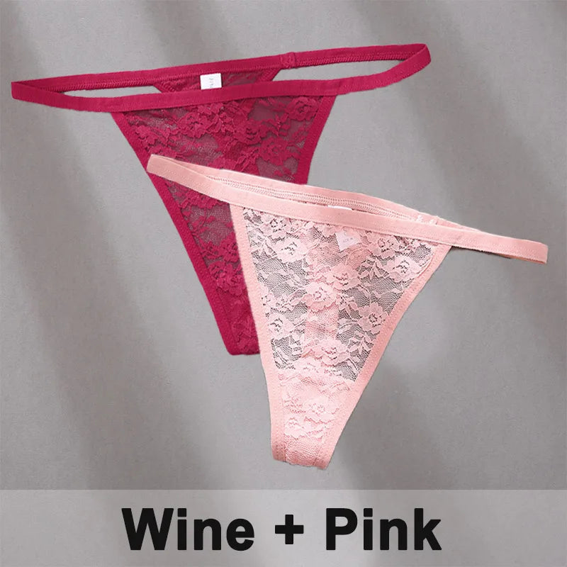 2PCS Sexy Lace G-String Panties