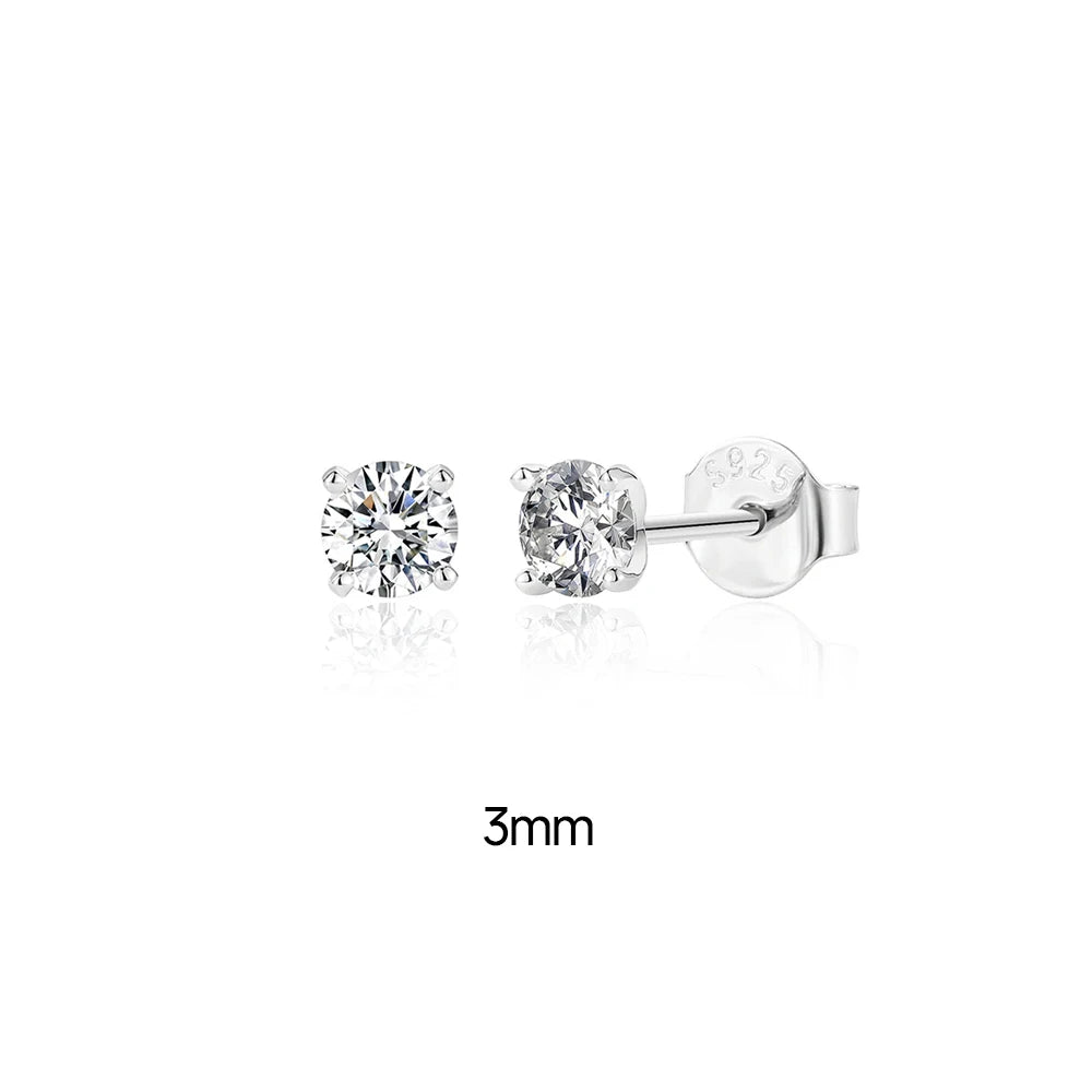 0.5–1.2 Carat D Color Moissanite Ear Stud Earrings for Women