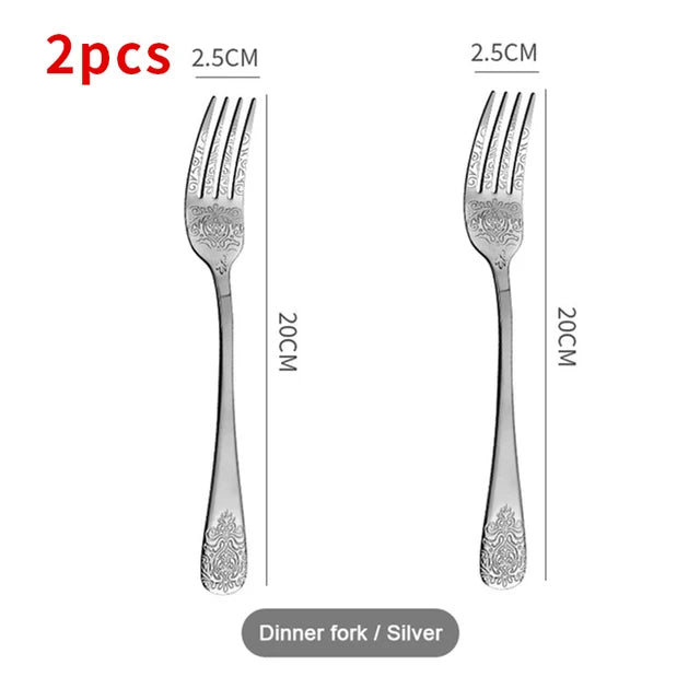 Gold Cutlery Set Stainless Steel Fork Spoons Knife Tableware Kit