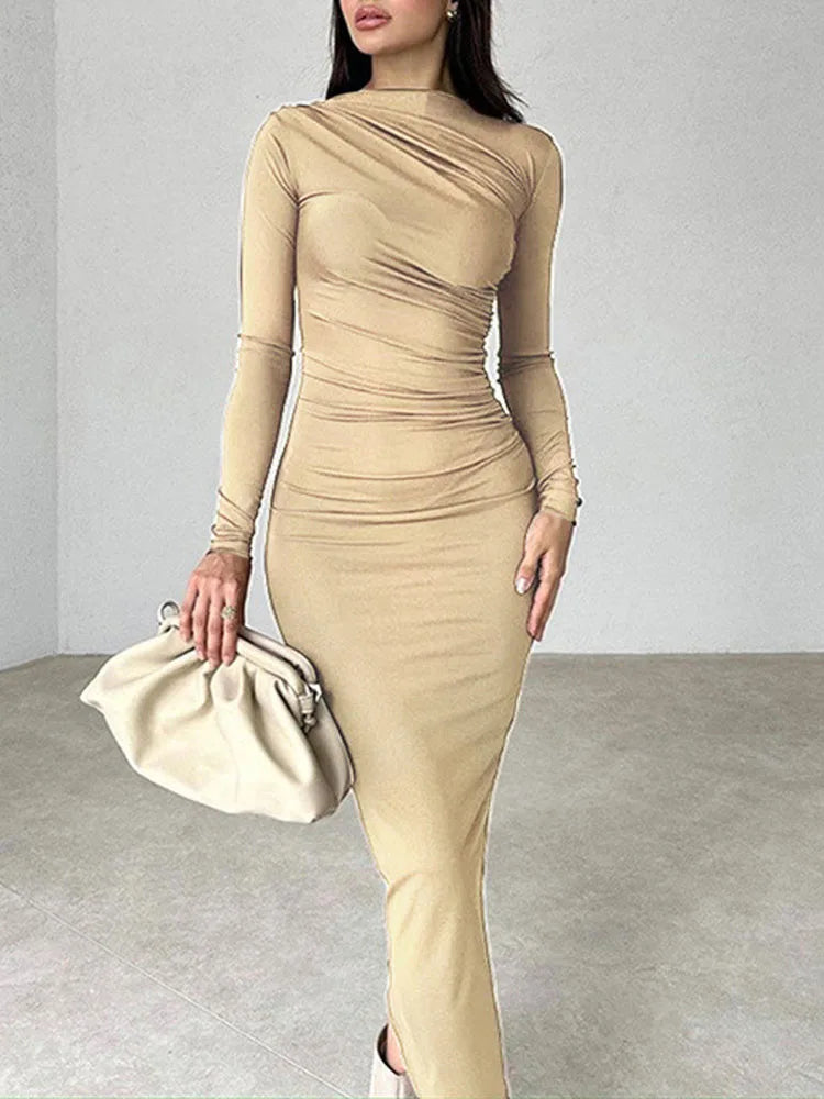 Elegant Black Bodycon Maxi Dress – Sophisticated Evening Wear