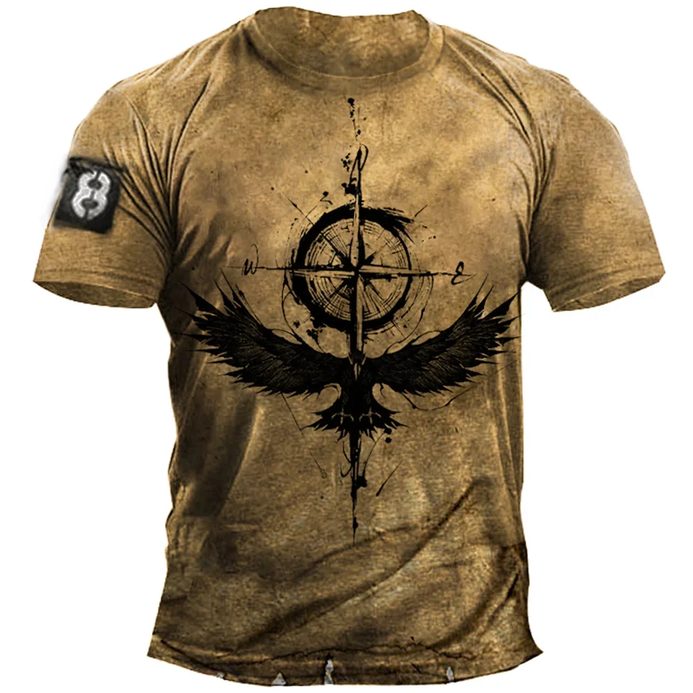 Vintage Men’s Compass Print T-Shirt