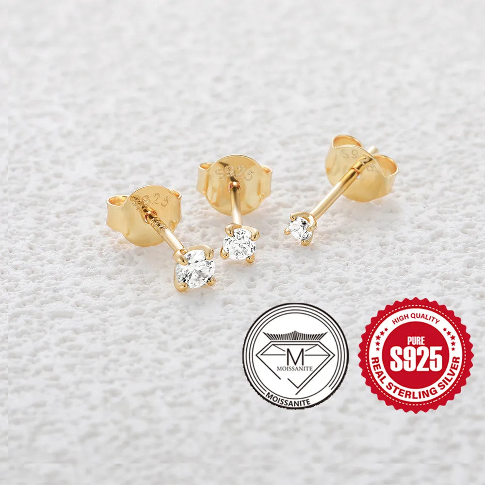 0.5–1.2 Carat D Color Moissanite Ear Stud Earrings for Women