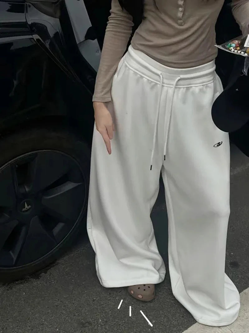 2025 Y2K Vintage Baggy Sweatpants for Women – Korean Style Wide-Leg Streetwear Trousers