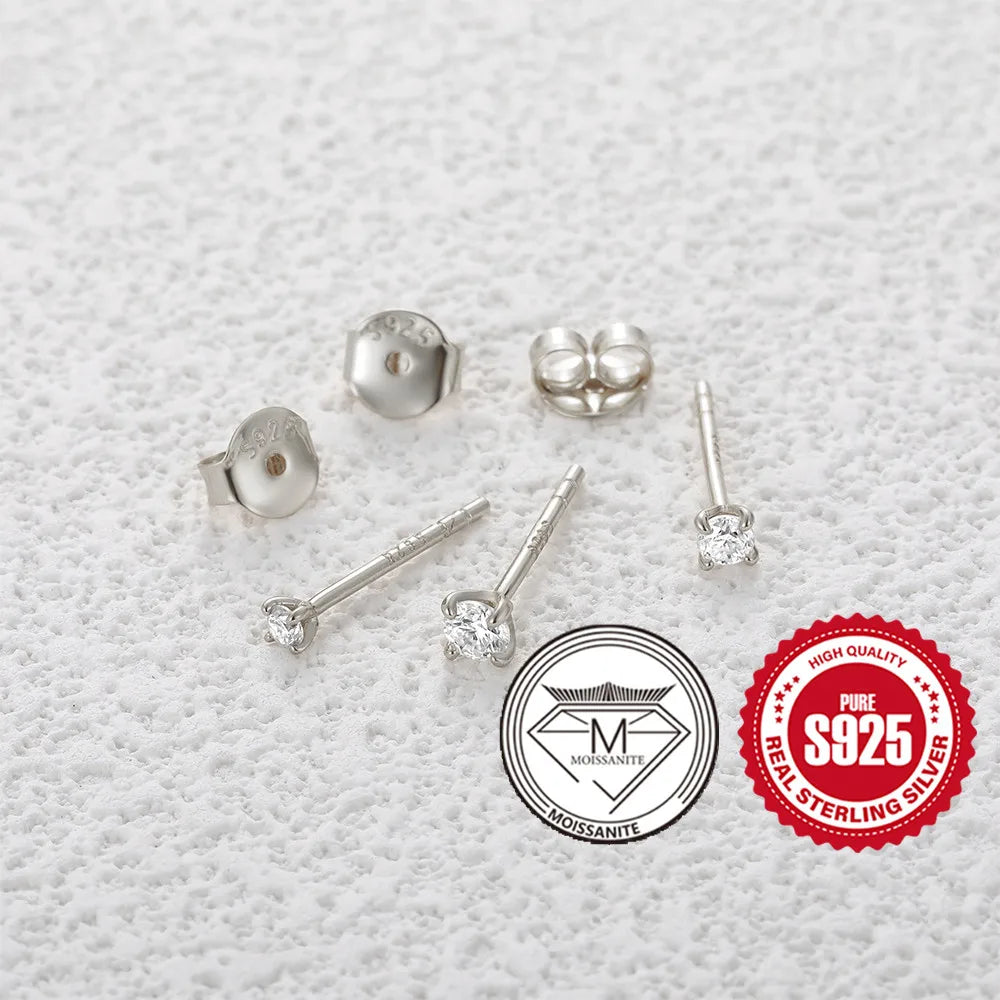 0.5–1.2 Carat D Color Moissanite Ear Stud Earrings for Women