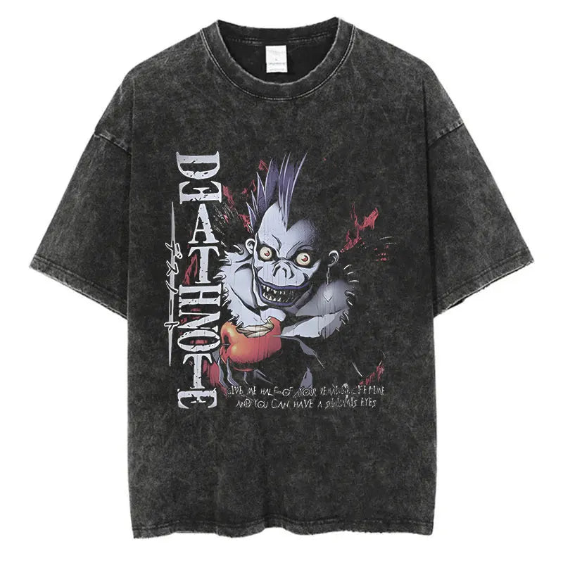 Harajuku Vintage Washed Death Note T-Shirt