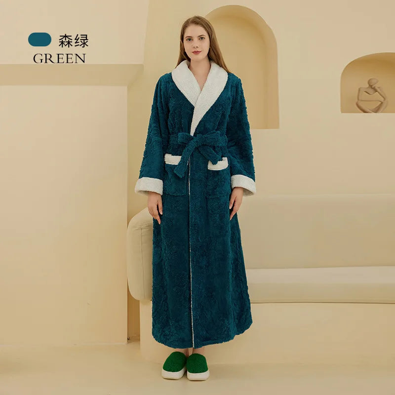 Thick Flannel Jacquard Couple Bathrobe
