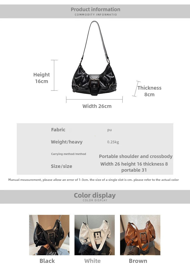 Y2K Retro Pleated Hobo Shoulder Bag for Women