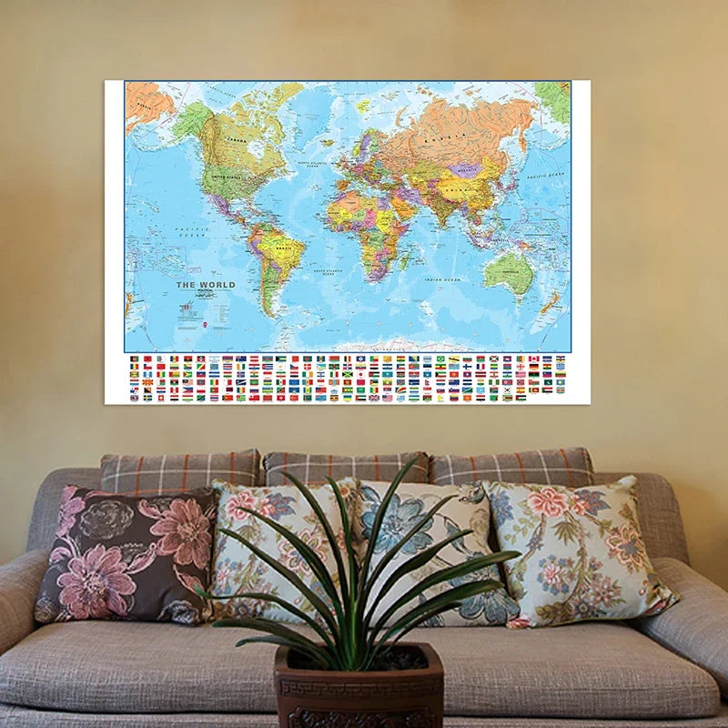 150x100cm World Map Wall Art Poster