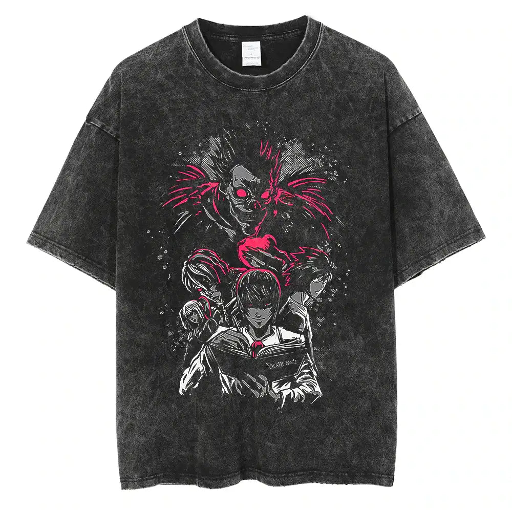 Harajuku Vintage Washed Death Note T-Shirt