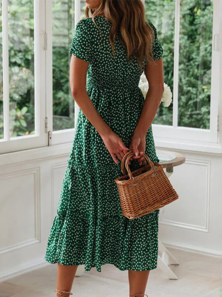 Vintage Floral Puff Sleeve Maxi Dress – Sweet Summer Style