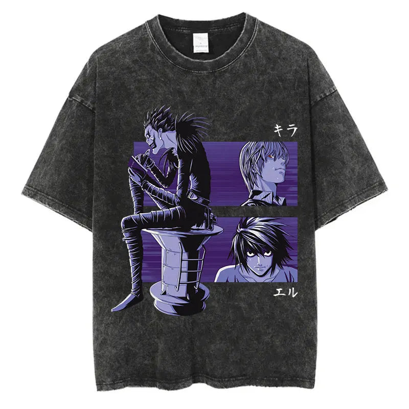 Harajuku Vintage Washed Death Note T-Shirt