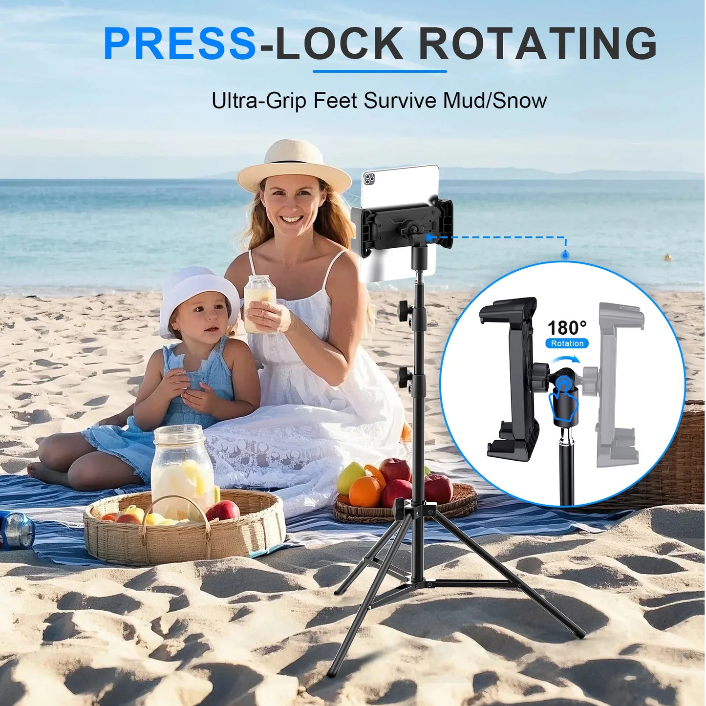 Adjustable Tripod Floor Tablet Stand
