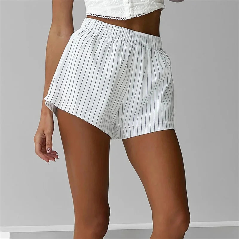 Women’s Y2K Stripes Boxer Shorts – 2025 Summer Hot Pants