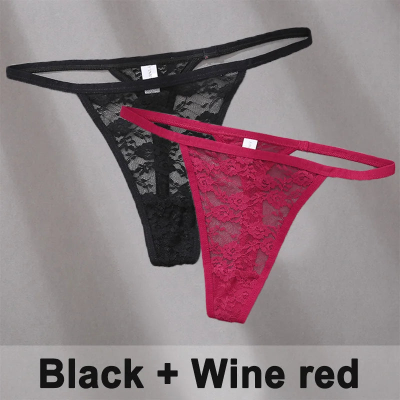 2PCS Sexy Lace G-String Panties