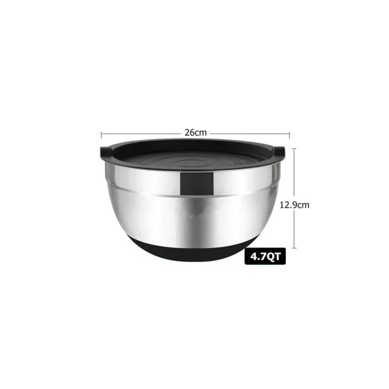 6-Piece Stainless Steel Mixing Bowls with Lids & Non-Slip Bases