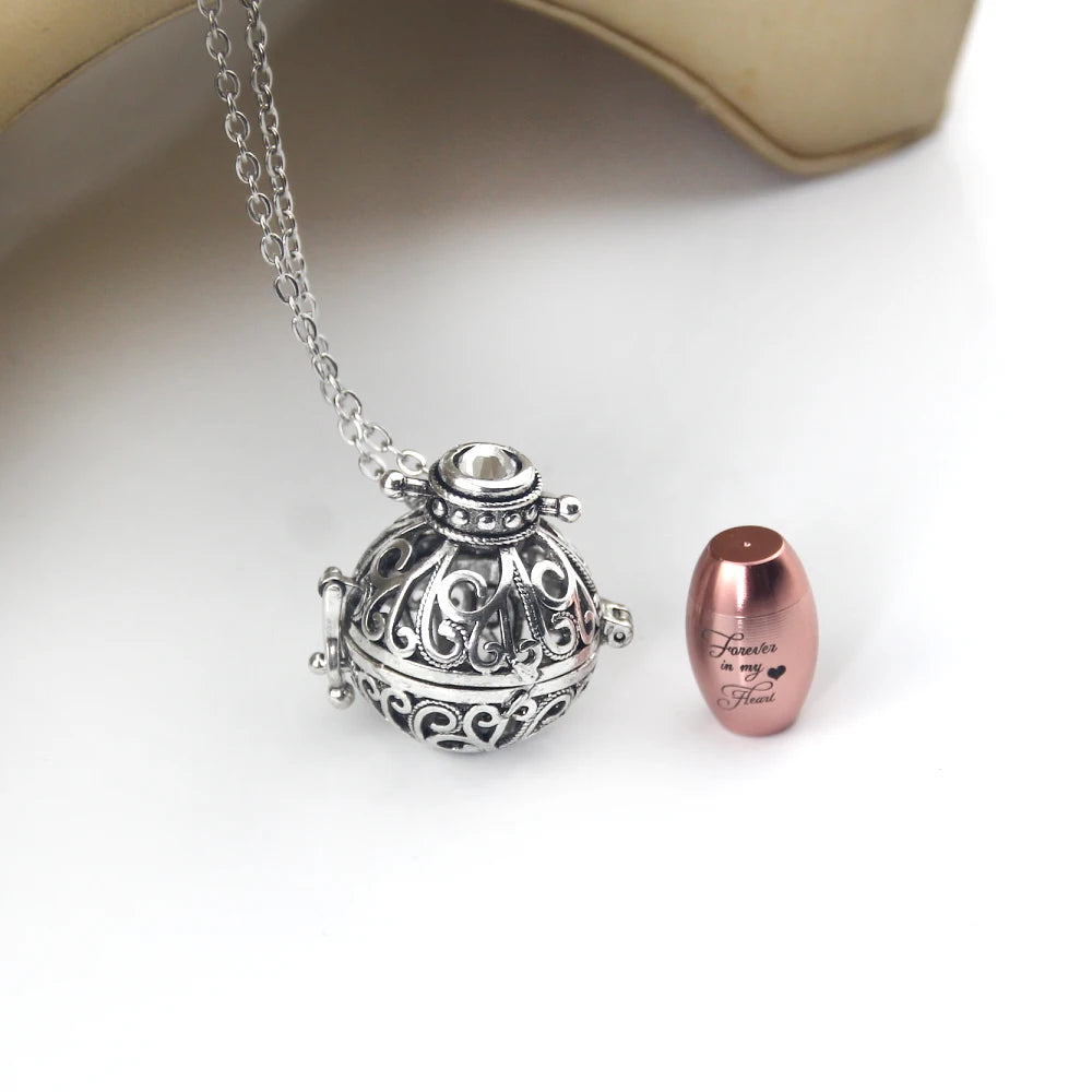 Vintage Hollow Flower Cremation Jewelry Necklace