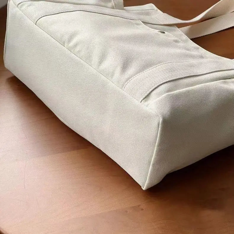 Large Capacity Canvas Solid Letter Tote Bag