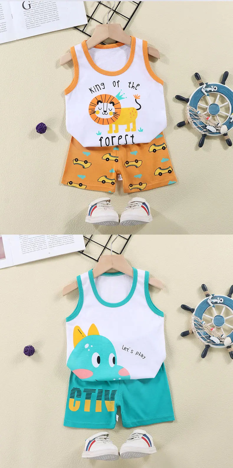 Kids Summer 2-Piece Vest Set – Cotton Sleeveless T-Shirt + Shorts Outfit for Boys & Girls