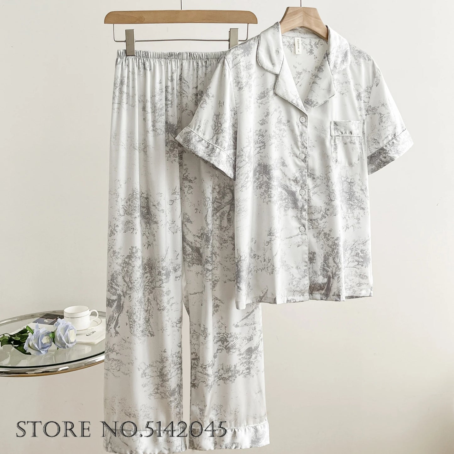 Women’s Floral Satin Pajama Set