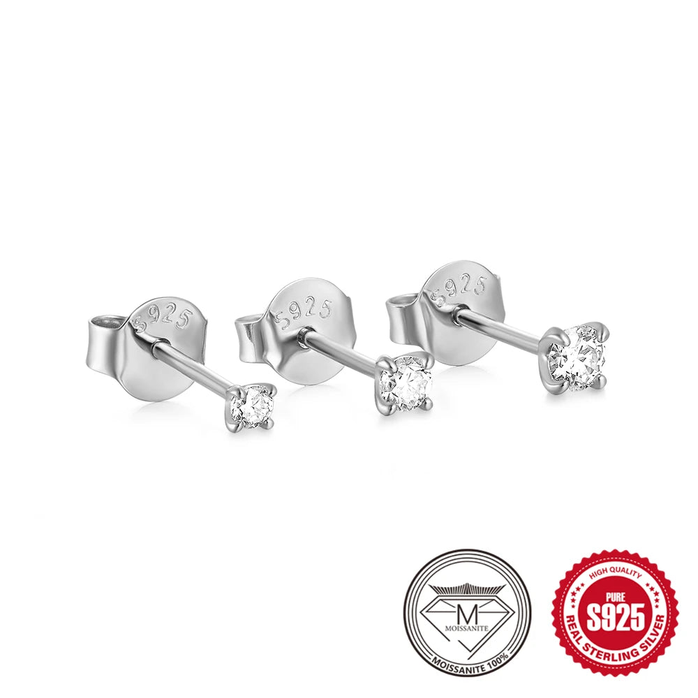 0.5–1.2 Carat D Color Moissanite Ear Stud Earrings for Women
