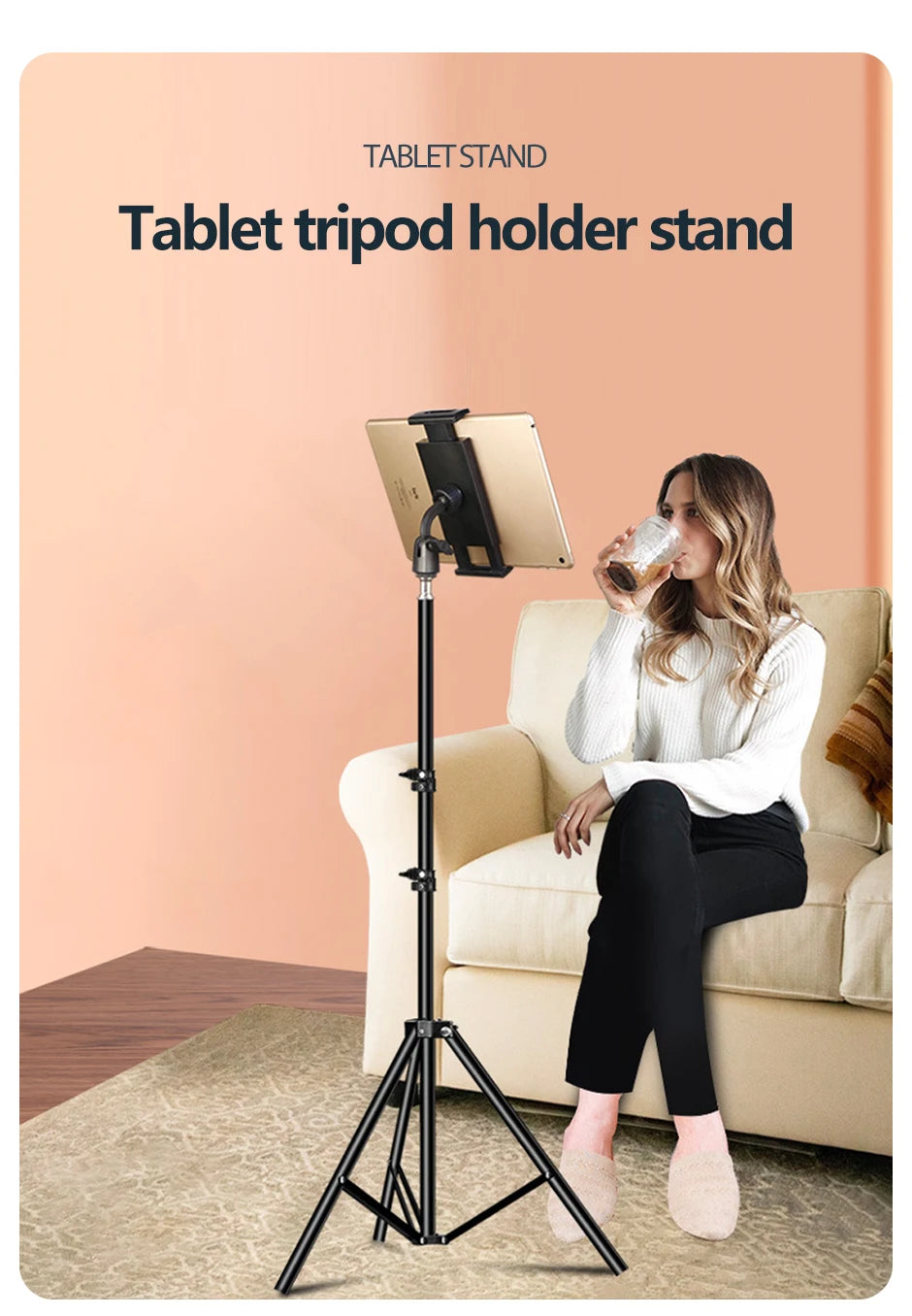 Adjustable Tripod Floor Tablet Stand