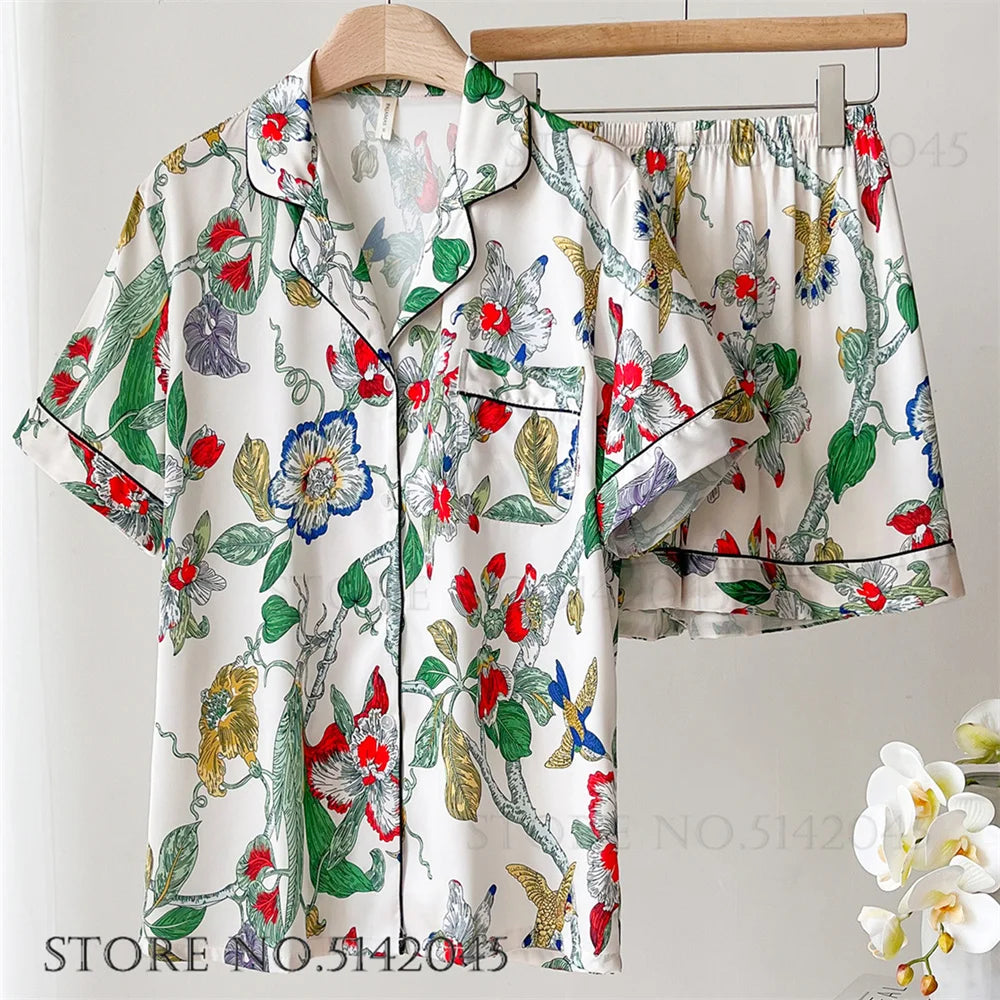 Women’s Floral Satin Pajama Set