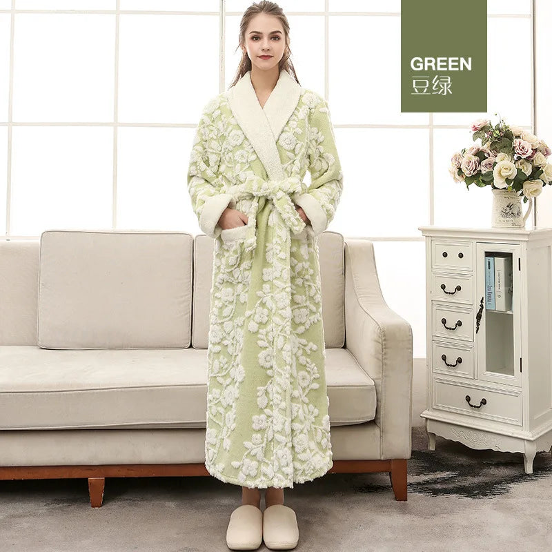 Thick Flannel Jacquard Couple Bathrobe